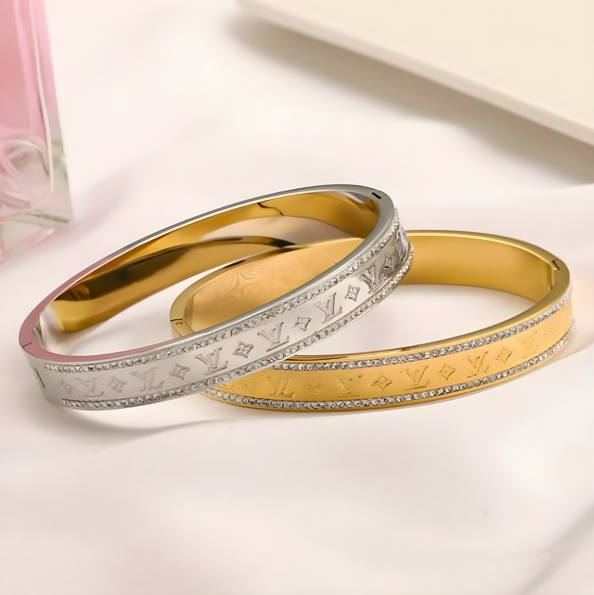 LV Stud Emblem Bangle (Stainless Steel)