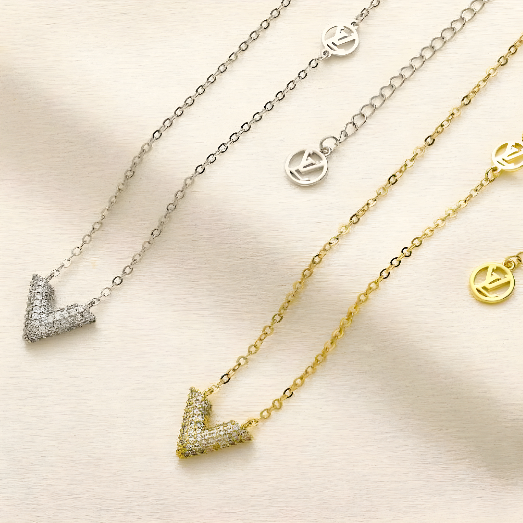 LV Stud Pendant Necklace (Stainless Steel)