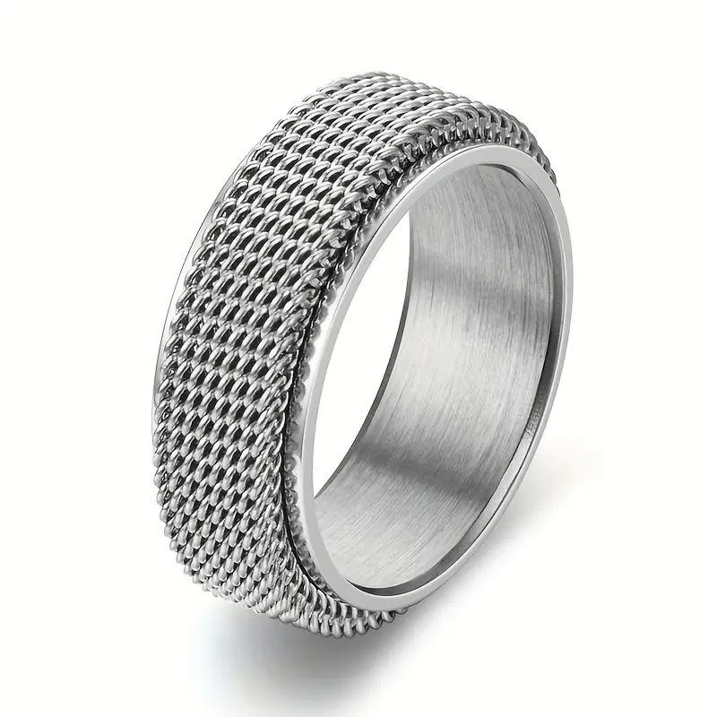 Mesh Spinner Fidget Ring (Titantium Steel)