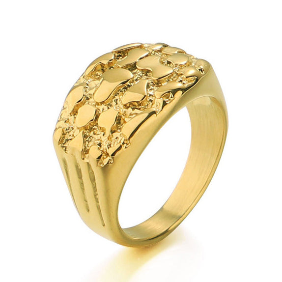 Gold Nugget Ring (Titantium Steel)