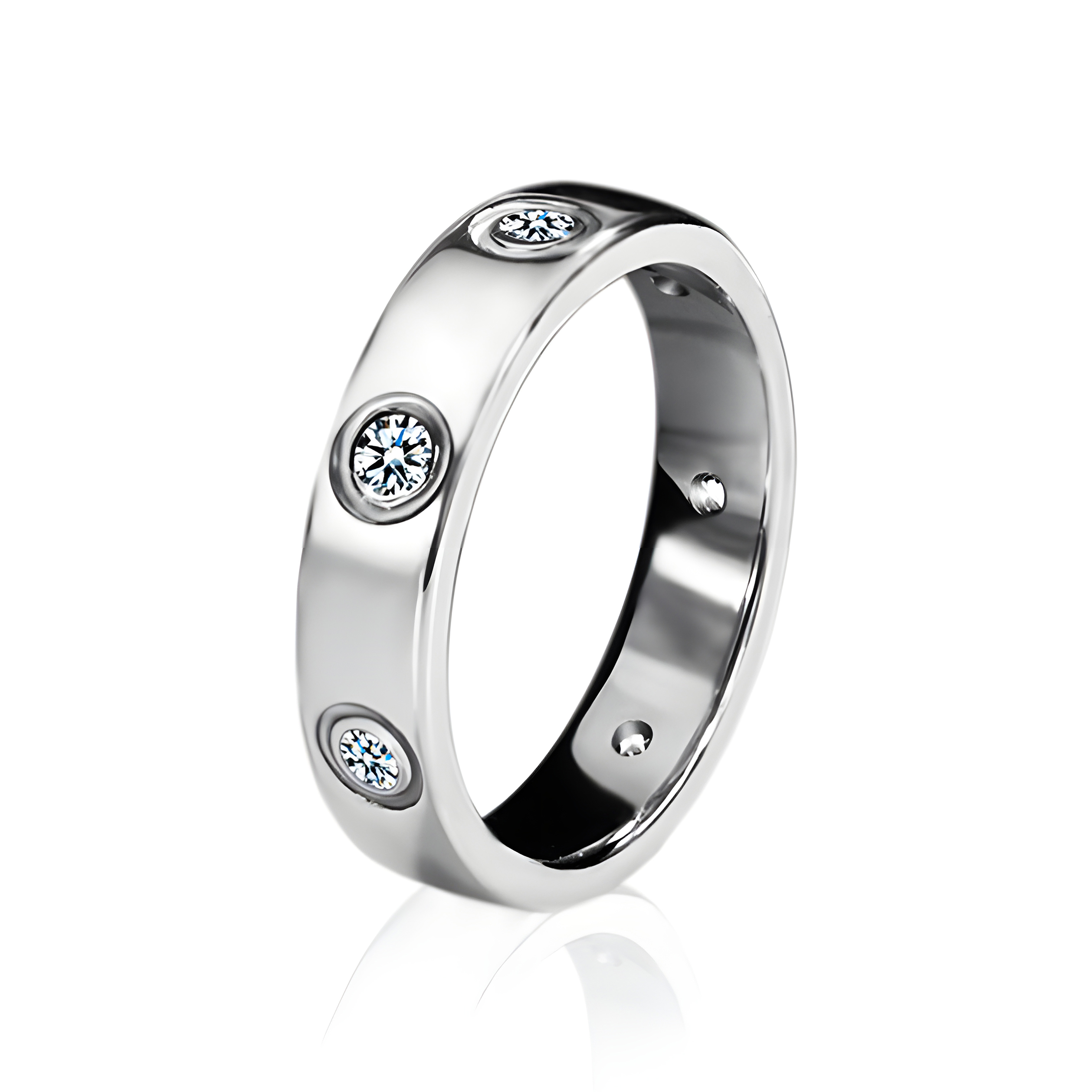 Stud Moissanite 925 Band Ring (Sterling Silver)
