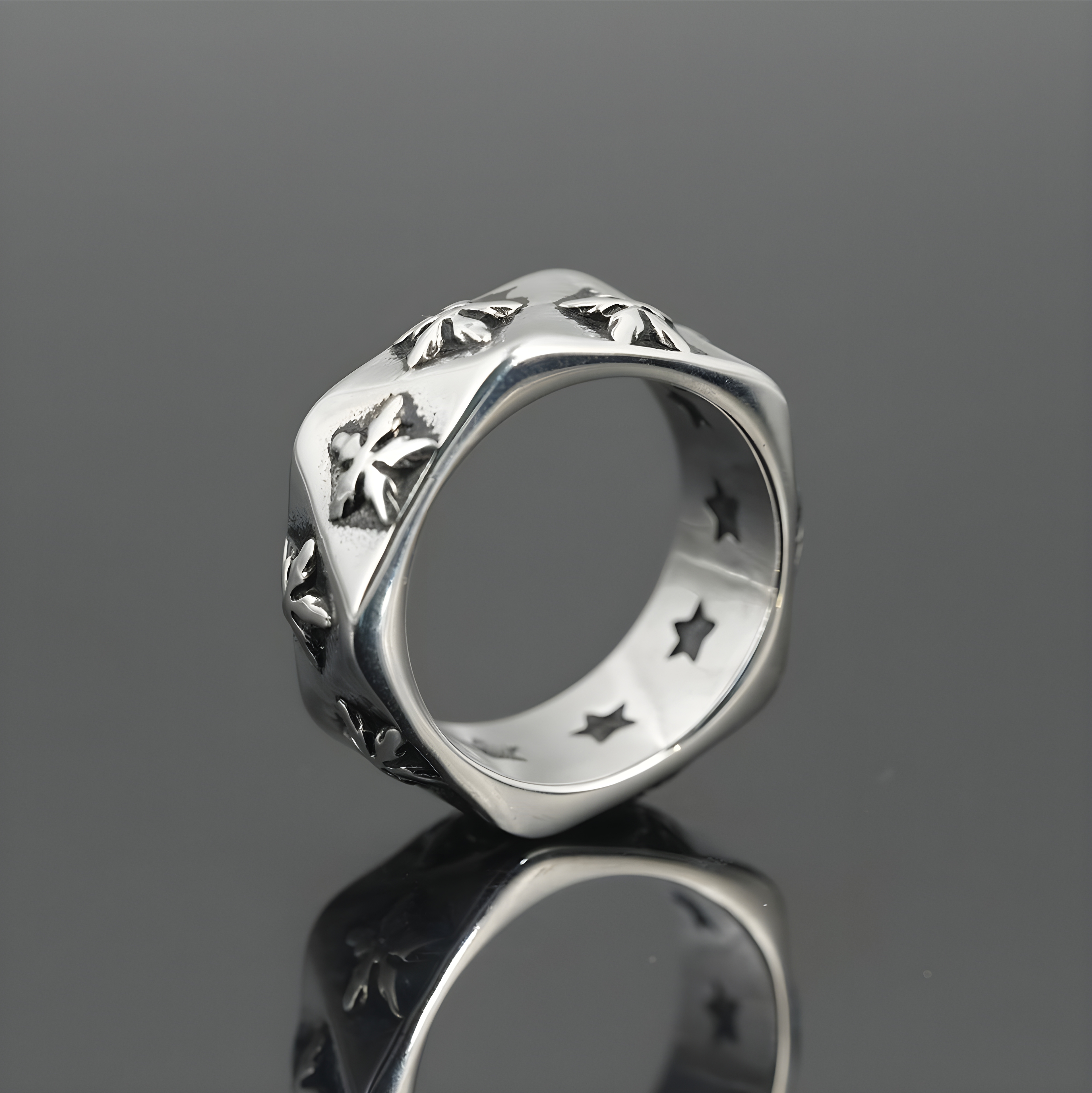 Star Poly Band Ring (Titanium Steel)