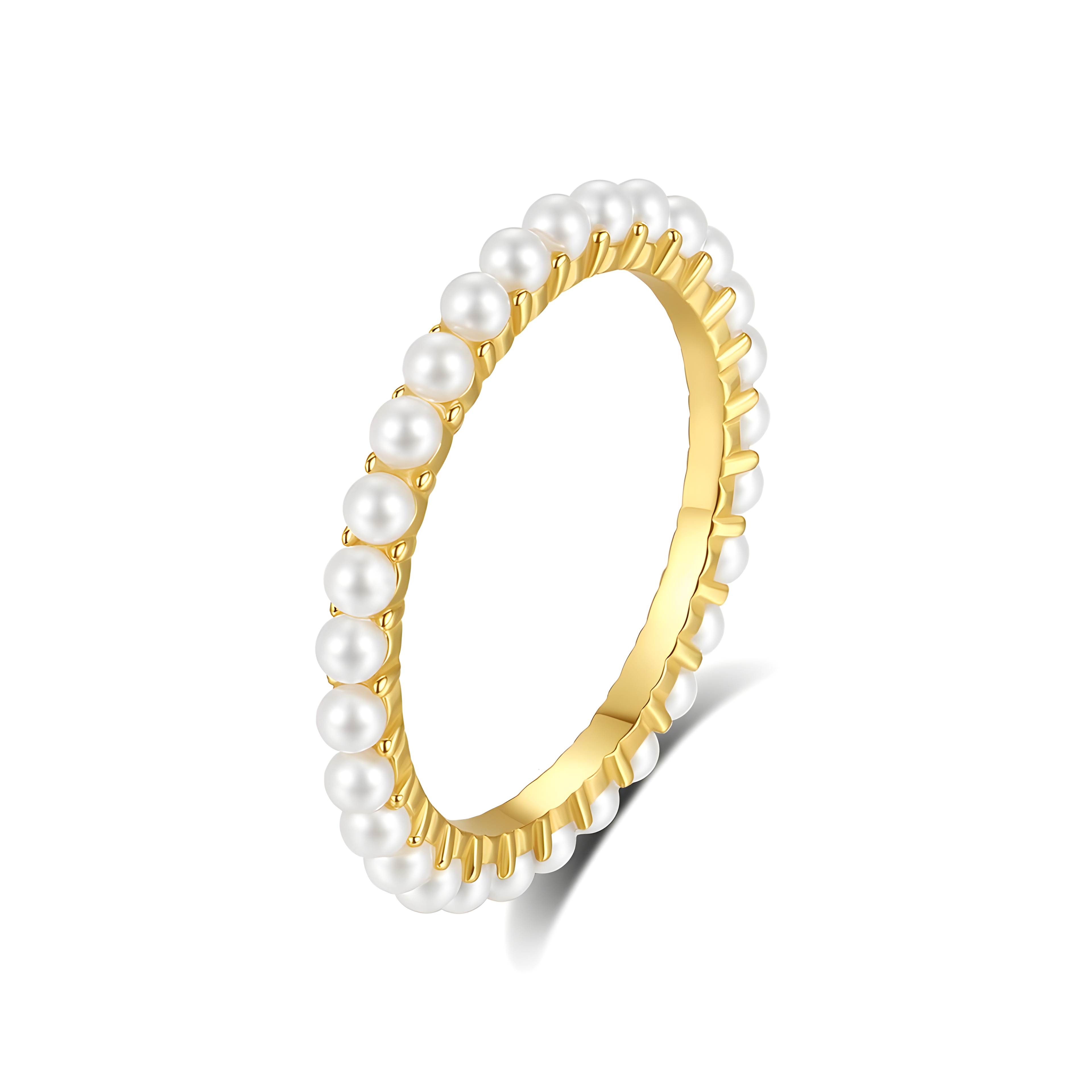 Pearl Eternity 925 Gold Band Ring (Sterling Silver)