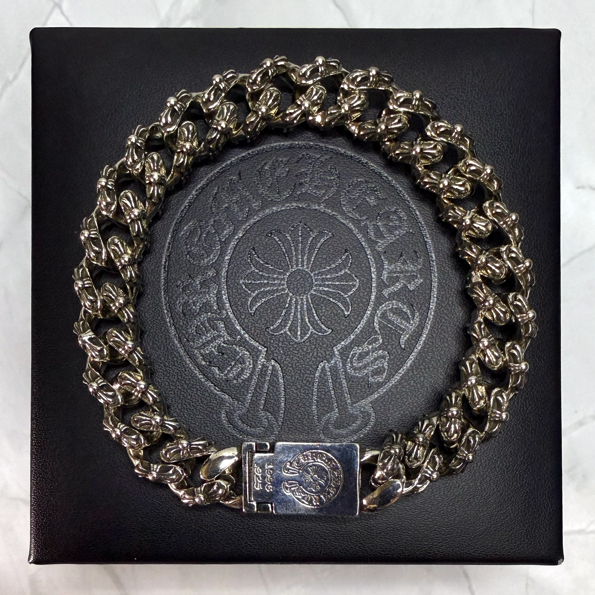 #CB1-3: Chrome Hearts Cross Emblem More Cross Cuban Bracelet (Gold-Filled)