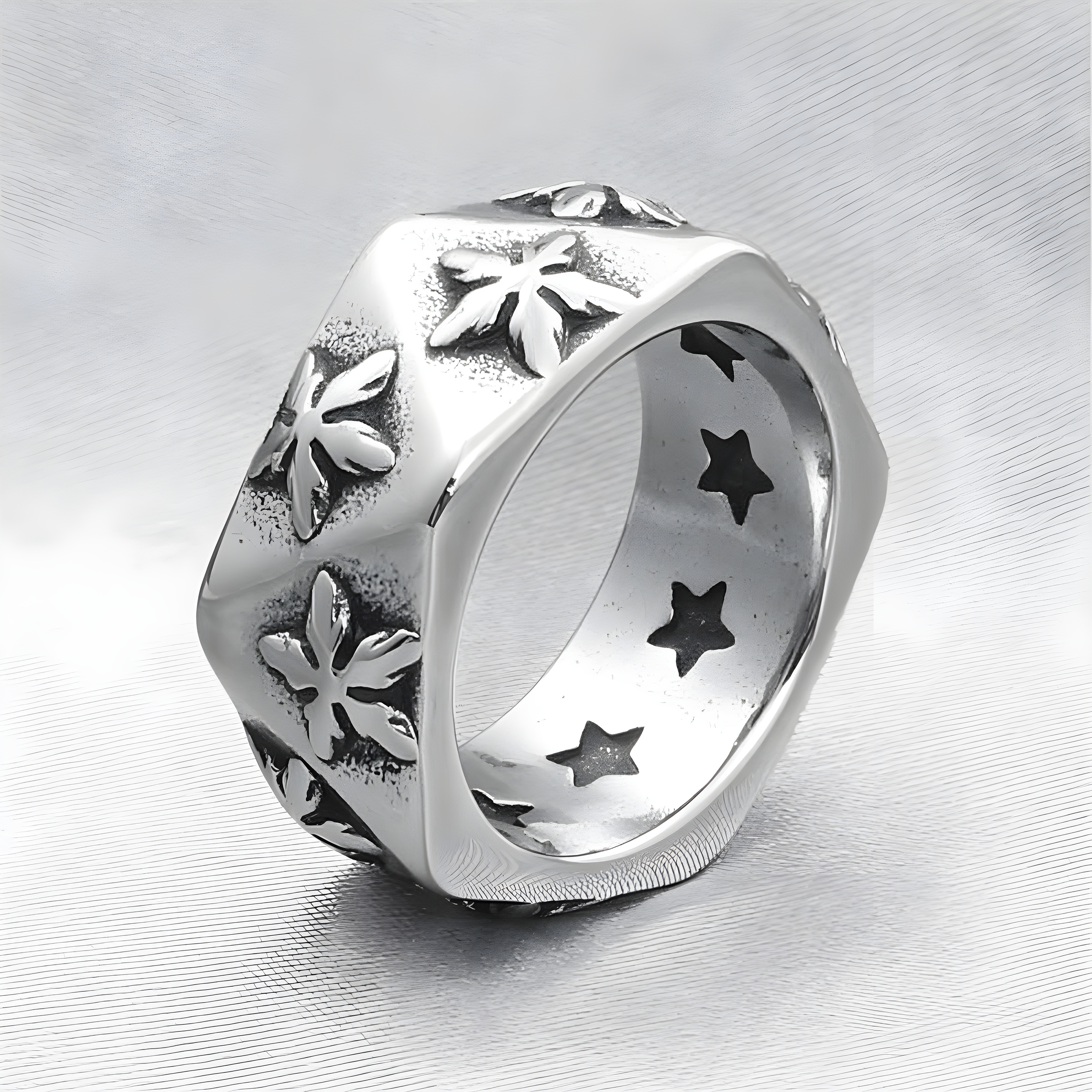 Star Poly Band Ring (Titanium Steel)