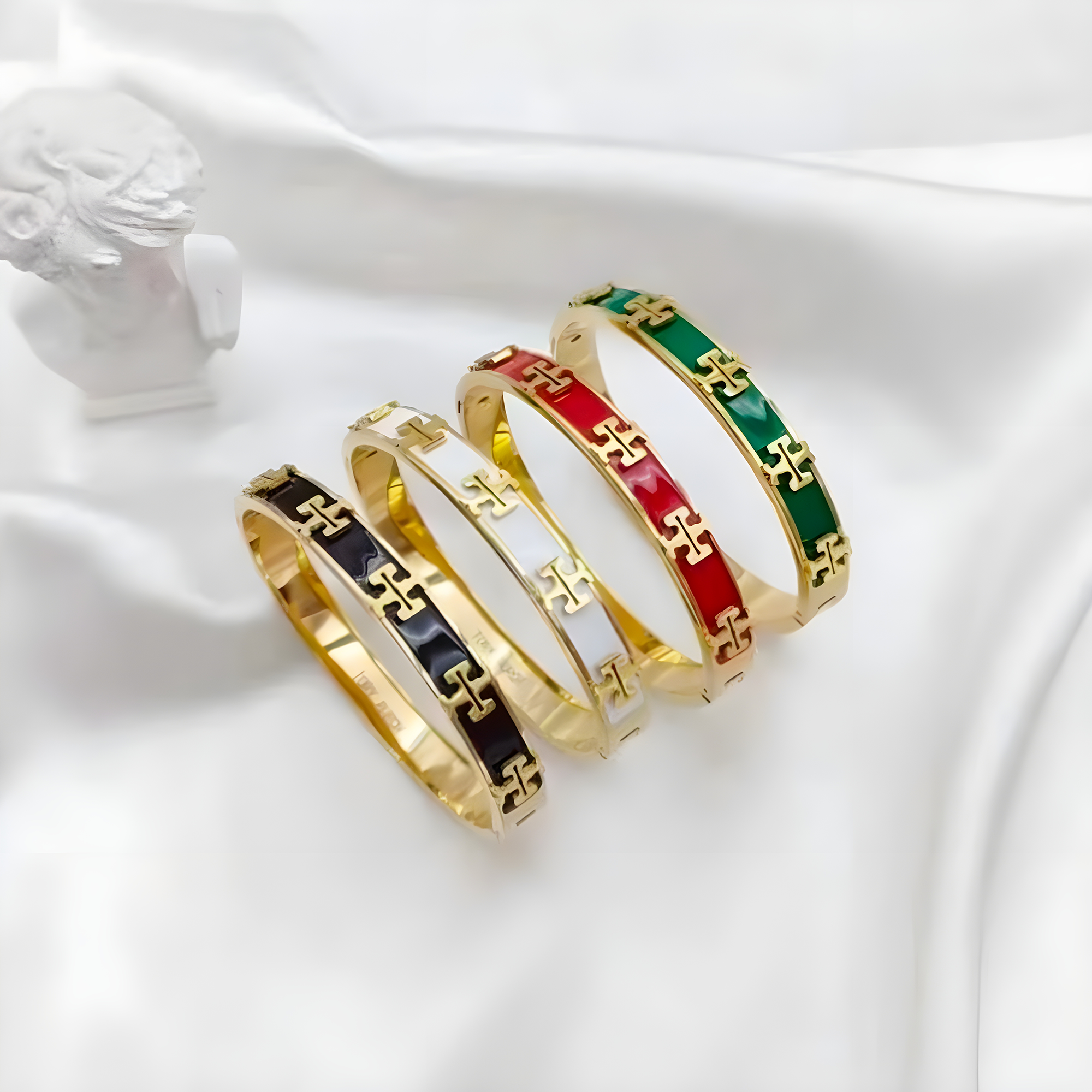 Tory Burch Gold Multi Emblem Bangle (Stainless Steel)