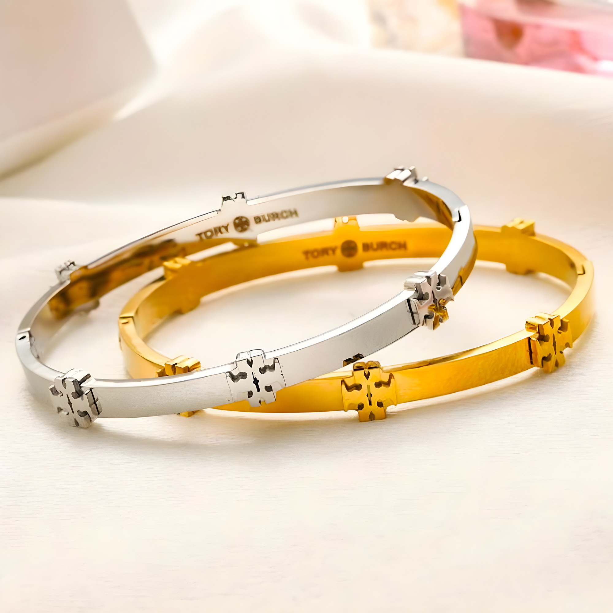 Tory Burch Multi Emblem Bangle (Stainless Steel)