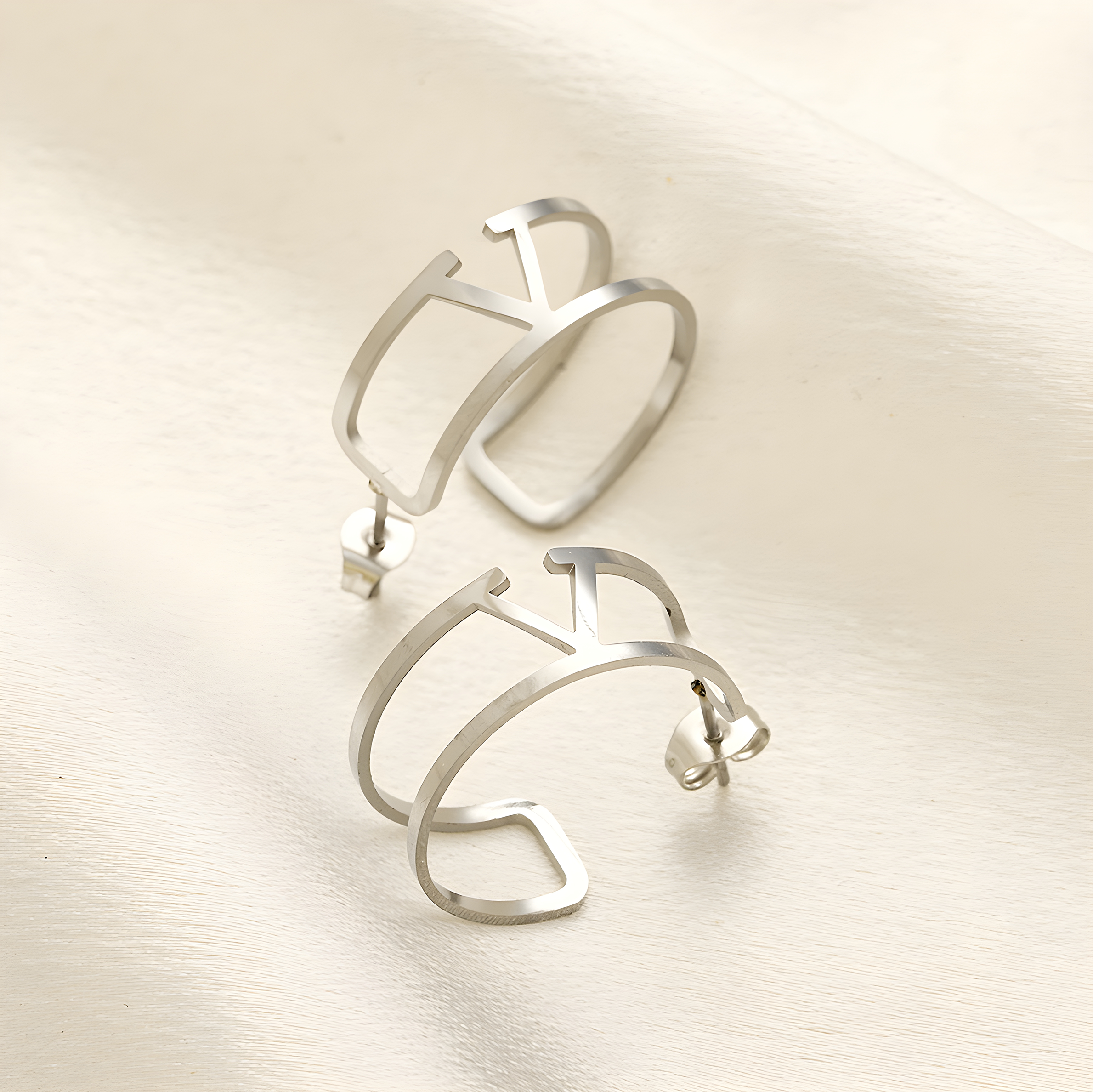 Valentino Emblem Hoop Earrings (Stainless Steel)