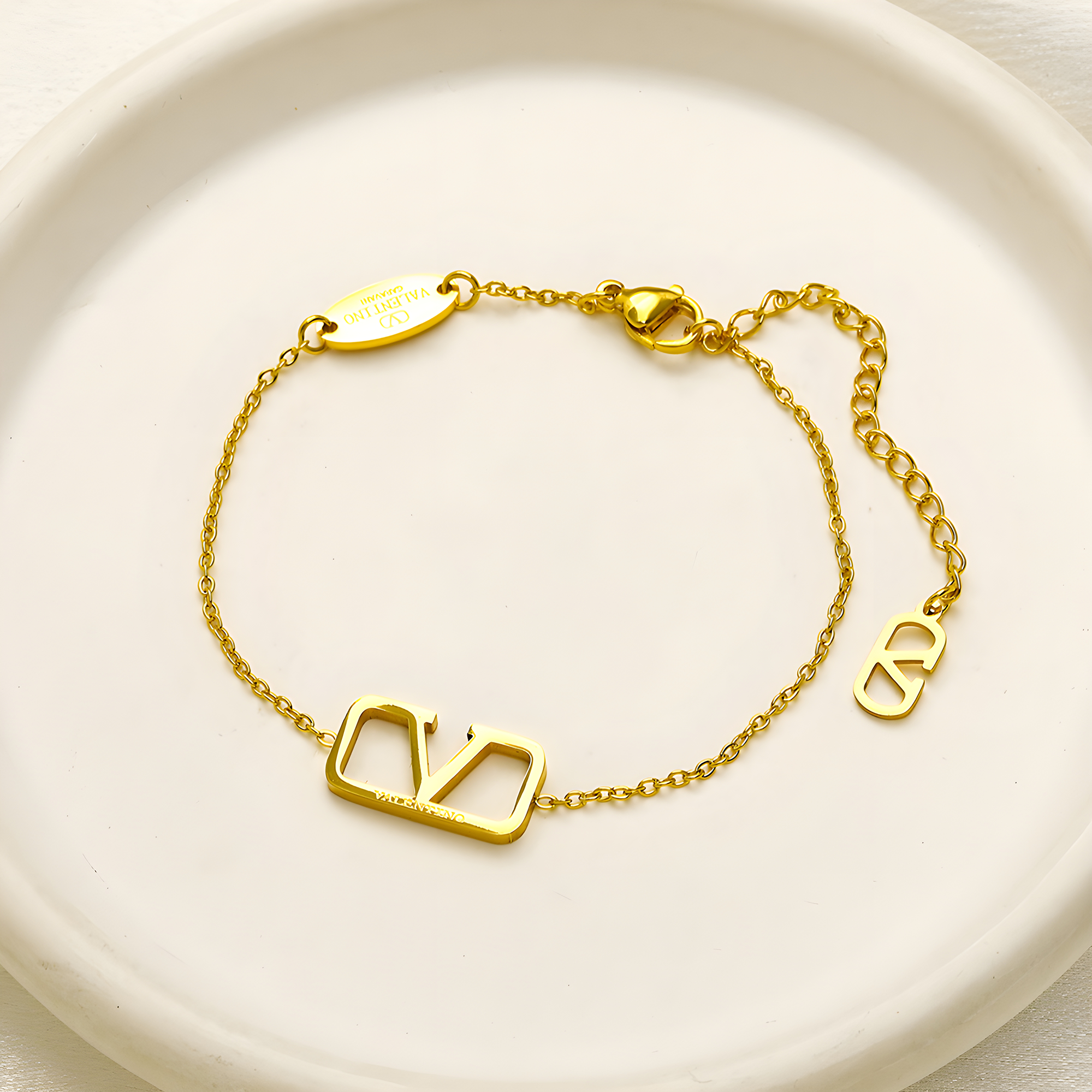 Valentino Gold Emblem Bracelet (Stainless Steel)