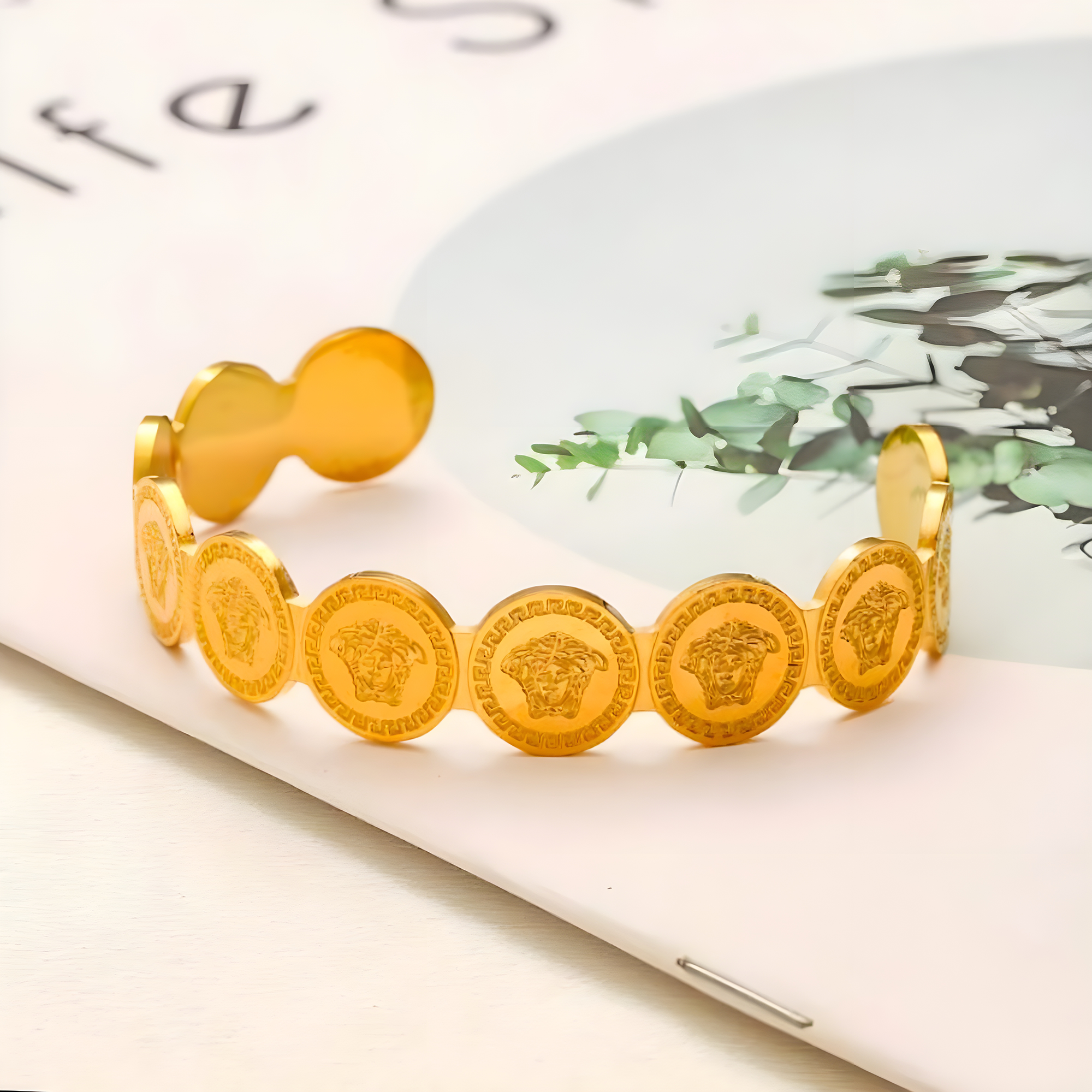 Versace Gold Circle Emblem Brace (Stainless Steel)