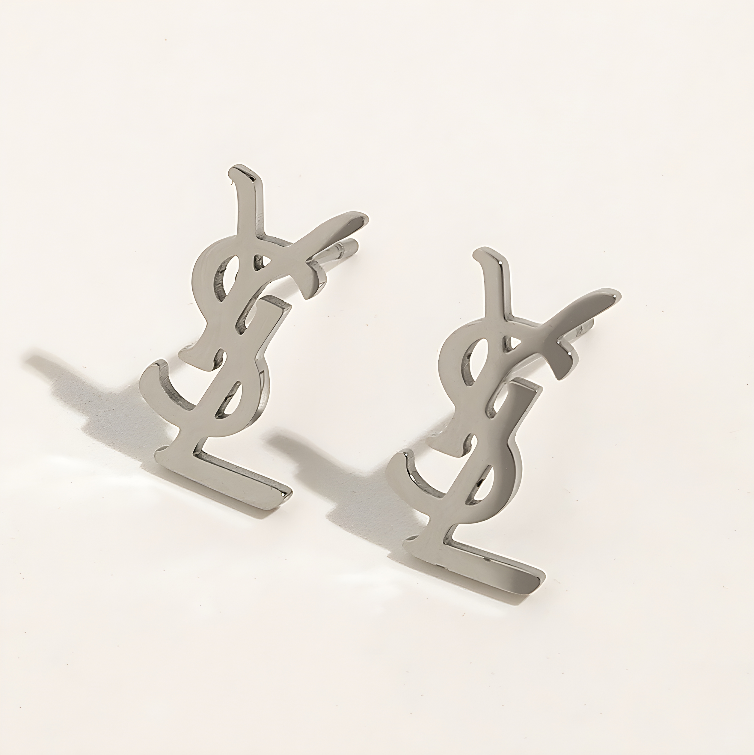 YSL Emblem Stud Earrings (Stainless Steel)