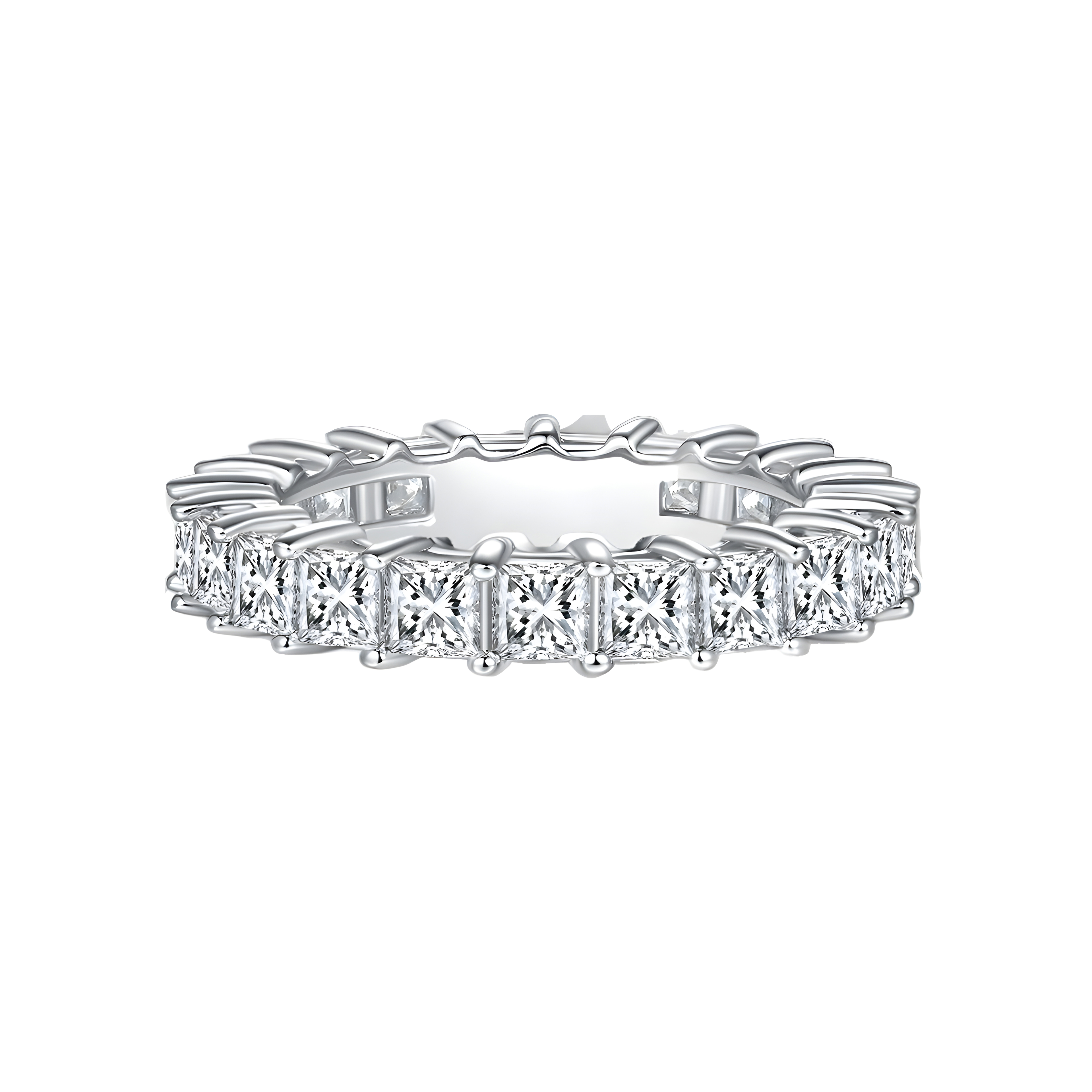 Square Moissanite Eternity 925 Band Ring (Sterling Silver)