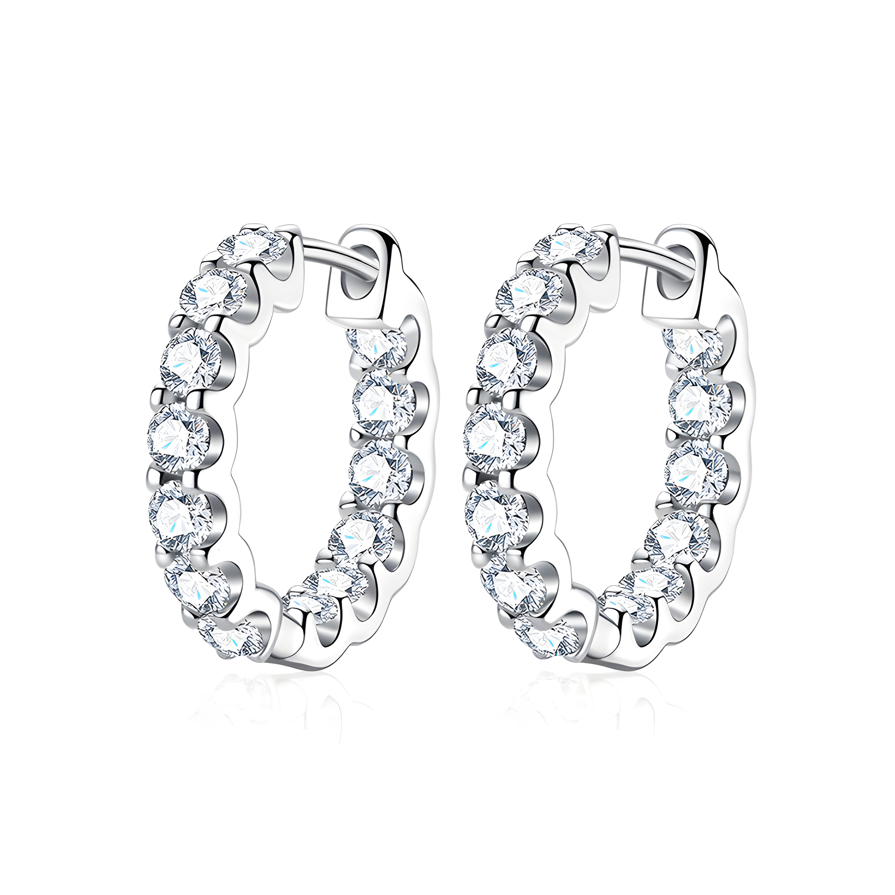 2.6 Carat Moissanite 925 Mini Hoop Earrings (Sterling Silver)