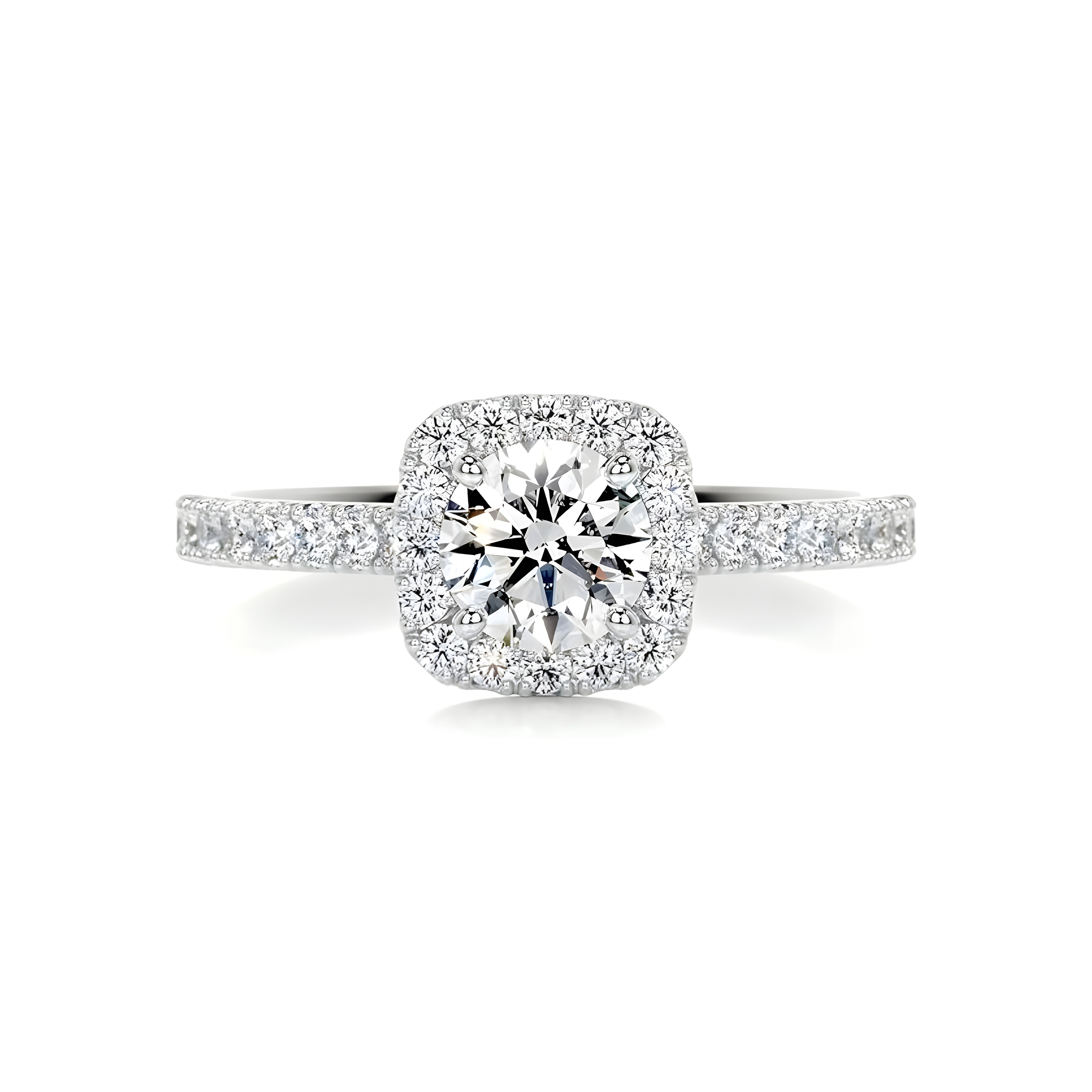 1 Carat Moissanite Square Halo Pave 925 Ring (Sterling Silver)