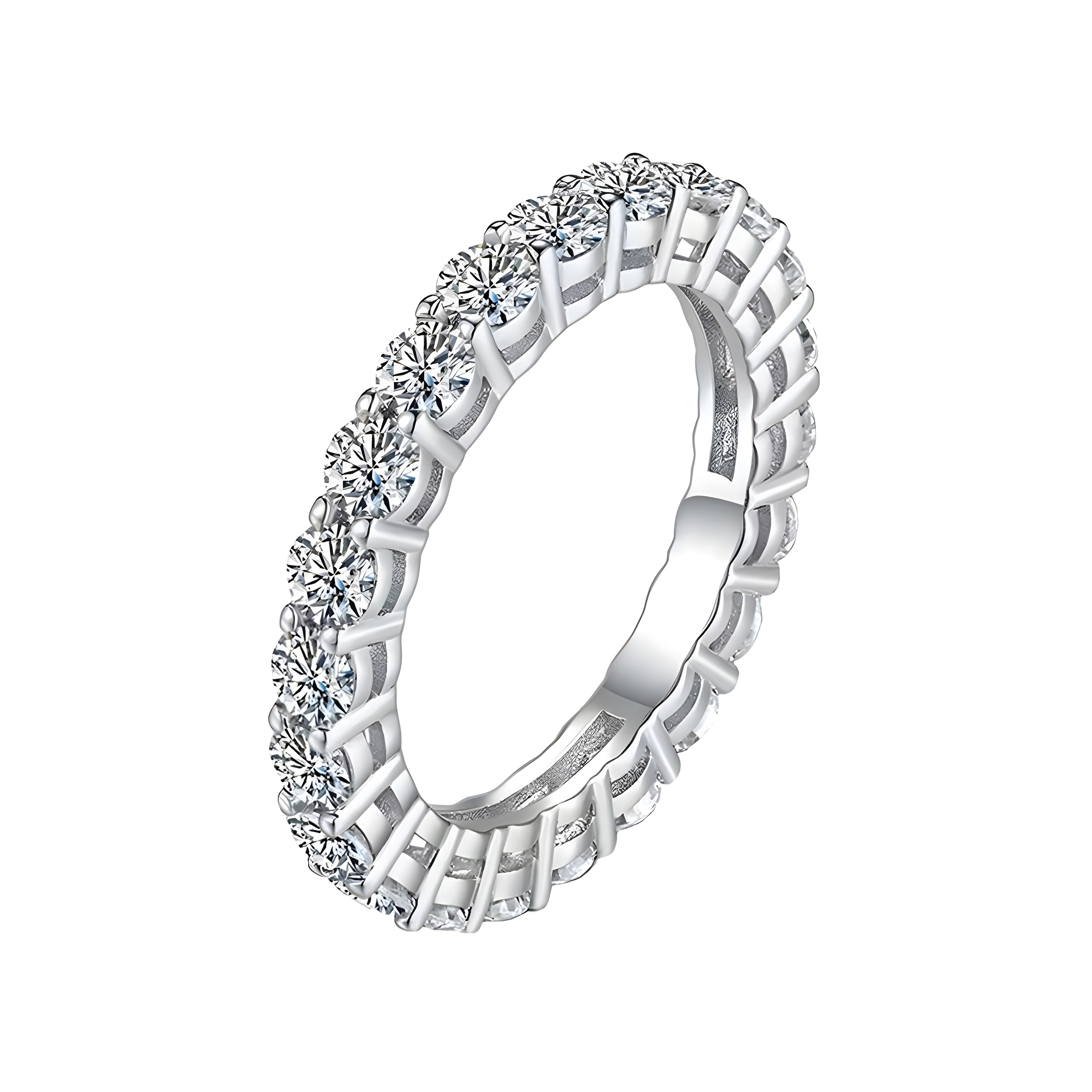 Round Moissanite Eternity 925 Band Ring (Sterling Silver)