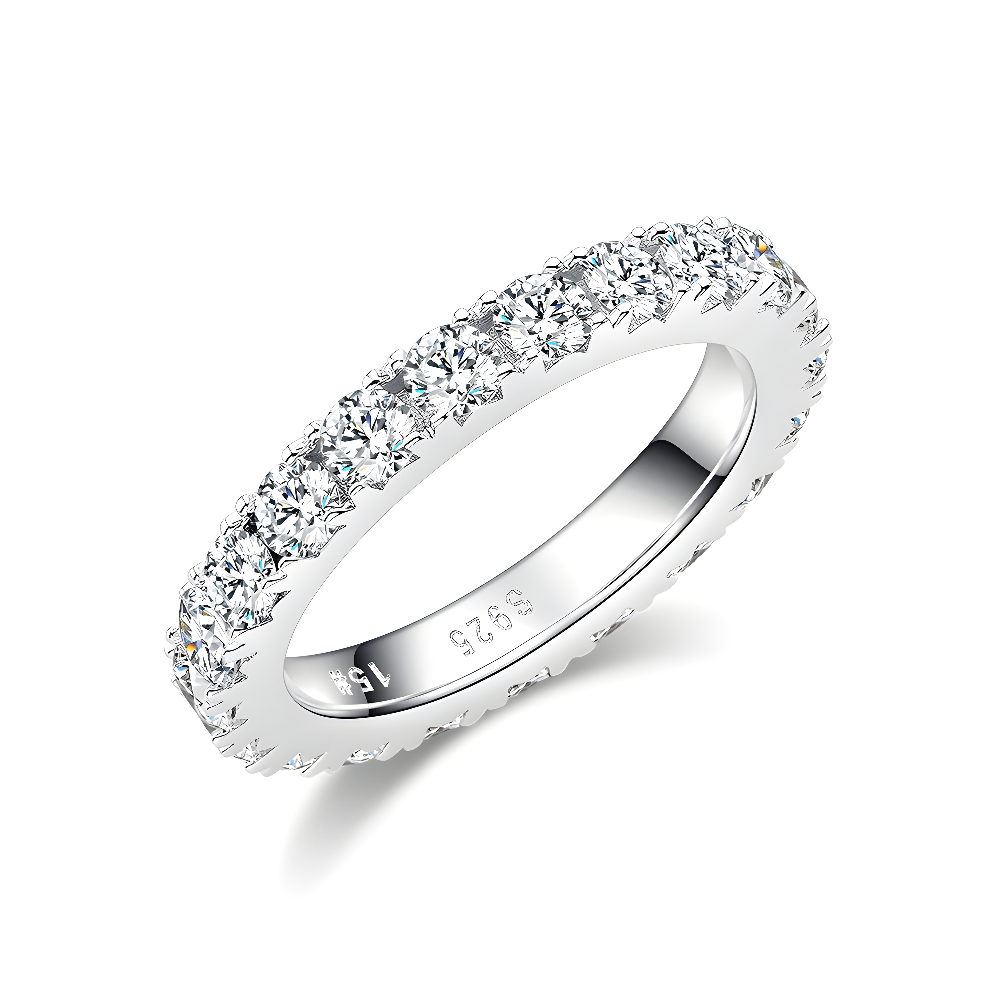 3mm Moissanite Eternity 925 Band Ring (Sterling Silver)